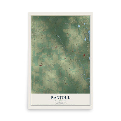 Map of Rantoul, Wisconsin, 12 x 18 inch unframed archival matte print