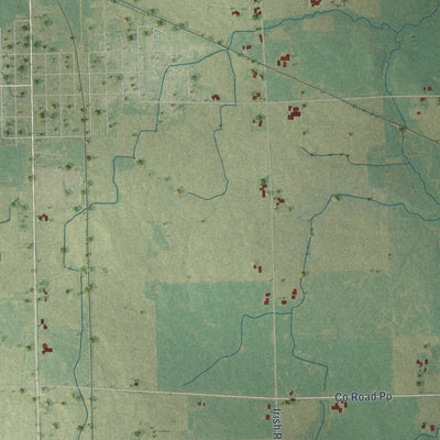 Second close-up of the map of Rantoul, Wisconsin print showing more streets and buildings