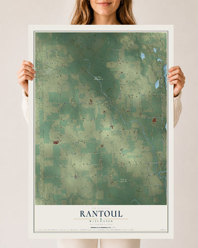 Map of Rantoul, Wisconsin, 24 x 36 inch unframed archival matte print