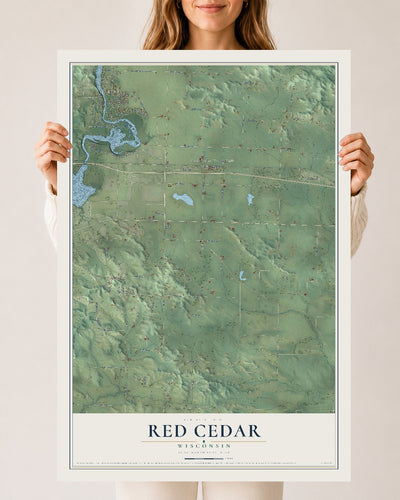 Map of Red Cedar, Wisconsin, 24 x 36 inch unframed archival matte print
