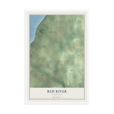 Map of Red River, Wisconsin, 12 x 18 inch print in a white wood frame