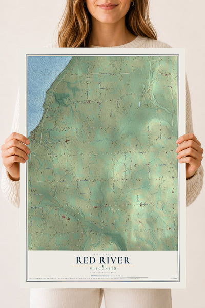 Map of Red River, Wisconsin, 18 x 24 inch unframed archival matte print