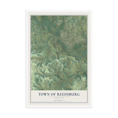 Map of the Town of Reedsburg, Wisconsin, 12 x 18 inch print in a white wood frame