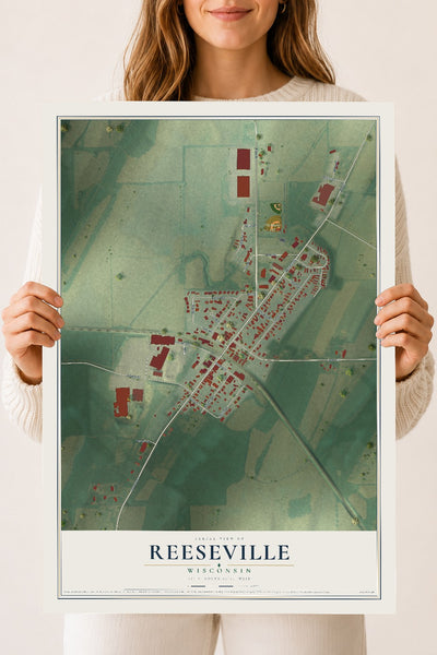 Map of Reeseville, Wisconsin, 18 x 24 inch unframed archival matte print
