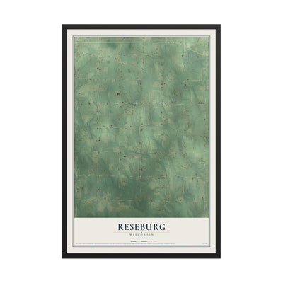 Map of Reseburg, Wisconsin, 12 x 18 inch print in a black wood frame