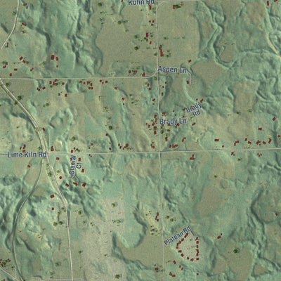 Second close-up of the map of Rhine, Wisconsin print showing more streets and buildings