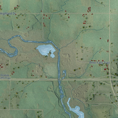 Close-up of the map of Rib Falls, Wisconsin print showing street and building detail