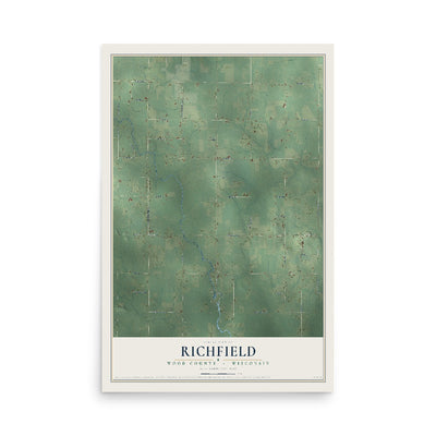 Map of Richfield, Wood County, Wisconsin, 12 x 18 inch unframed archival matte print