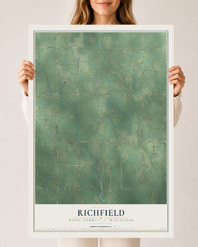 Map of Richfield, Wood County, Wisconsin, 24 x 36 inch unframed archival matte print