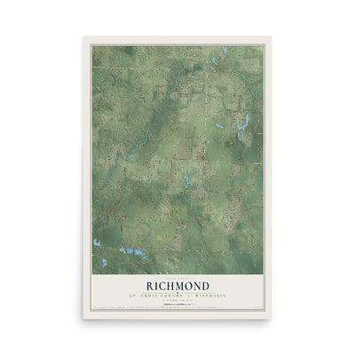 Map of Richmond, St. Croix County, Wisconsin, 12 x 18 inch unframed archival matte print