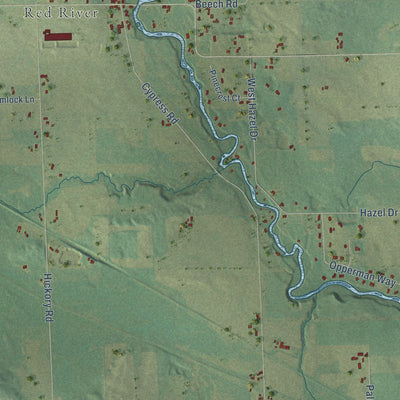 Second close-up of the map of Richmond, Shawano County, Wisconsin print showing more streets and buildings