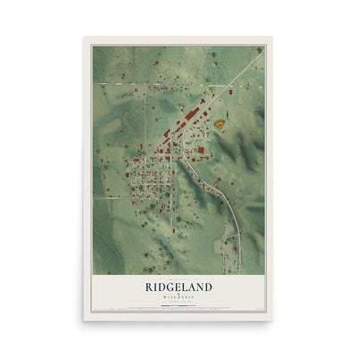 Map of Ridgeland, Wisconsin, 12 x 18 inch unframed archival matte print