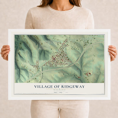 Map of Ridgeway, Wisconsin, 12 x 18 inch print in a white wood frame