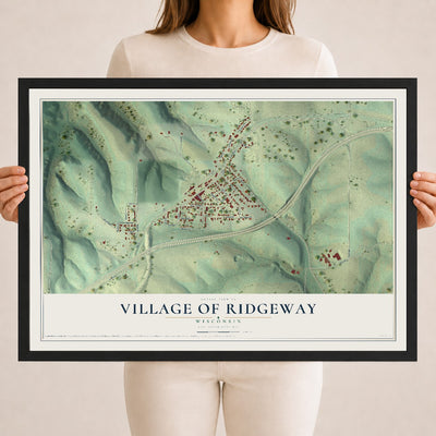 Map of Ridgeway, Wisconsin, 18 x 24 inch print in a black wood frame