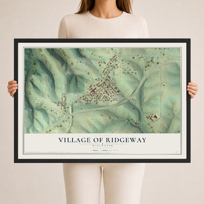 Map of Ridgeway, Wisconsin, 24 x 36 inch print in a black wood frame