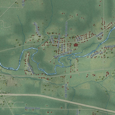 Close-up of the map of Ringle, Wisconsin print showing street and building detail