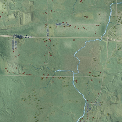 Second close-up of the map of Ringle, Wisconsin print showing more streets and buildings