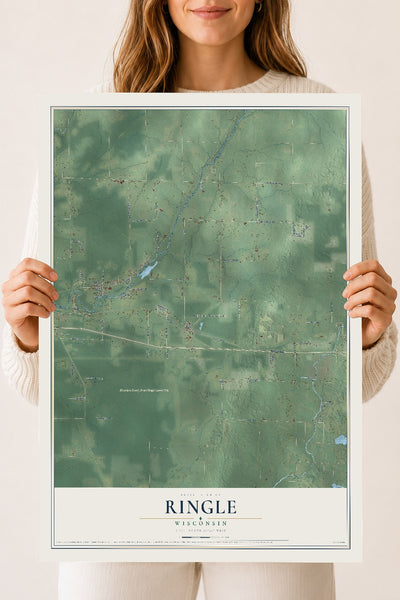 Map of Ringle, Wisconsin, 18 x 24 inch unframed archival matte print