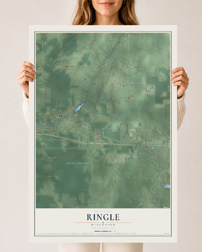 Map of Ringle, Wisconsin, 24 x 36 inch unframed archival matte print