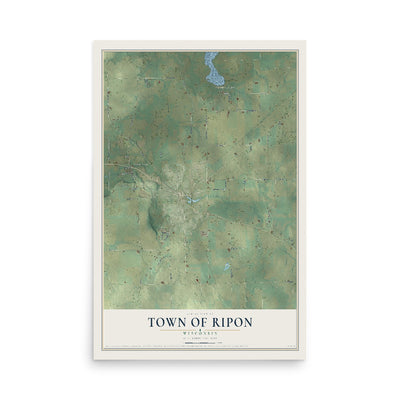 Map of the Town of Ripon, Wisconsin, 12 x 18 inch unframed archival matte print