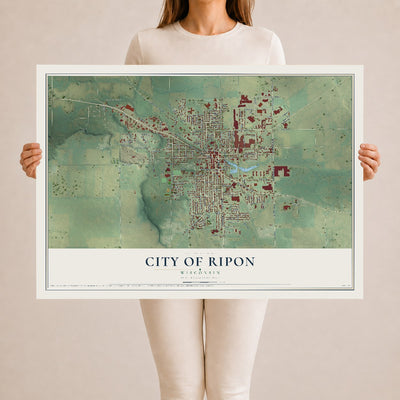 Map of Ripon, Wisconsin, 24 x 36 inch unframed archival matte print