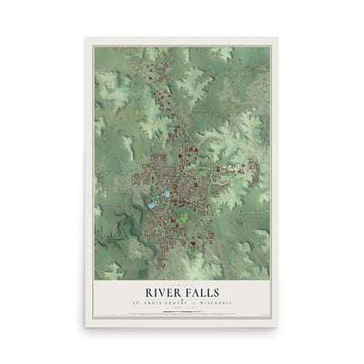 Map of River Falls, St. Croix County, Wisconsin, 12 x 18 inch unframed archival matte print