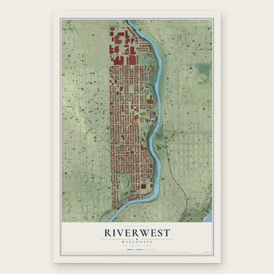 Riverwest, Wisconsin map print, the full design