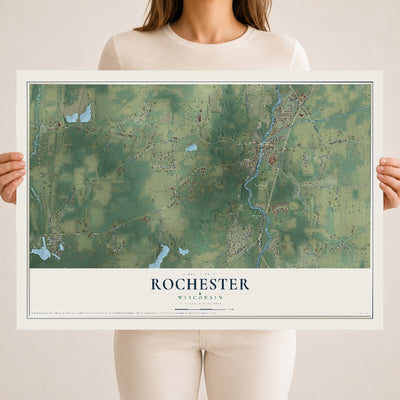 Map of Rochester, Wisconsin, 18 x 24 inch unframed archival matte print
