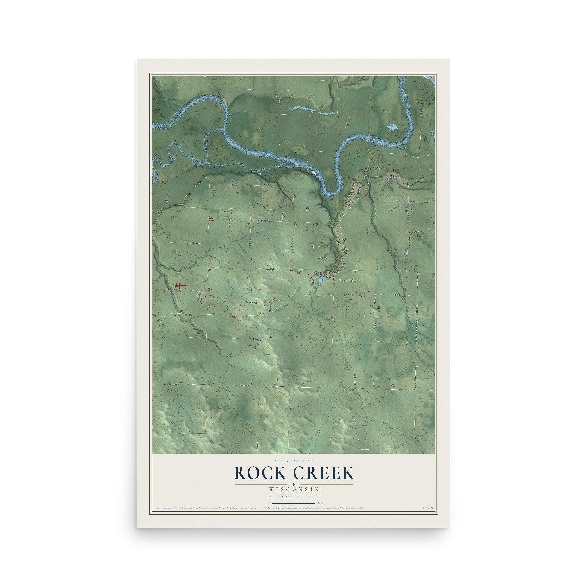 Map of Rock Creek, Wisconsin, 12 x 18 inch unframed archival matte print