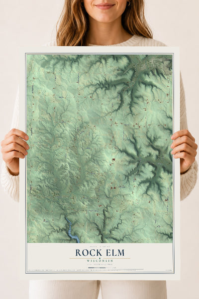 Map of Rock Elm, Wisconsin, 18 x 24 inch unframed archival matte print
