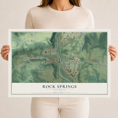 Map of Rock Springs, Wisconsin, 12 x 18 inch unframed archival matte print