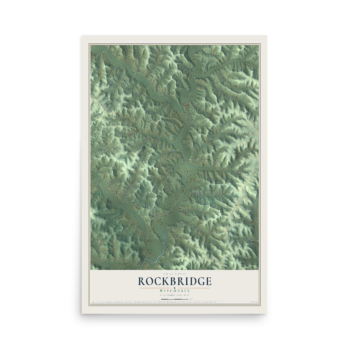 Map of Rockbridge, Wisconsin, 12 x 18 inch unframed archival matte print