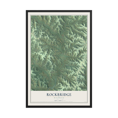 Map of Rockbridge, Wisconsin, 12 x 18 inch print in a black wood frame