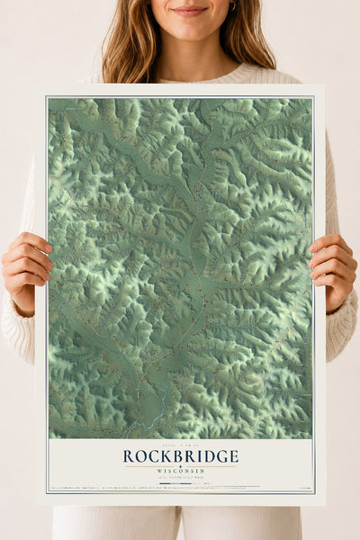 Map of Rockbridge, Wisconsin, 18 x 24 inch unframed archival matte print