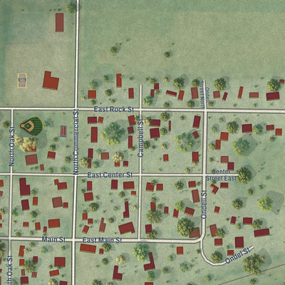 Close-up of the map of Rockland, La Crosse County, Wisconsin print showing street and building detail