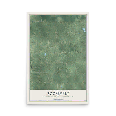Map of Roosevelt, Taylor County, Wisconsin, 12 x 18 inch unframed archival matte print
