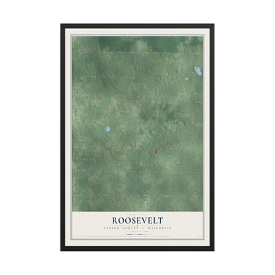 Map of Roosevelt, Taylor County, Wisconsin, 12 x 18 inch print in a black wood frame