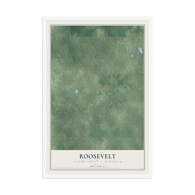 Map of Roosevelt, Taylor County, Wisconsin, 12 x 18 inch print in a white wood frame