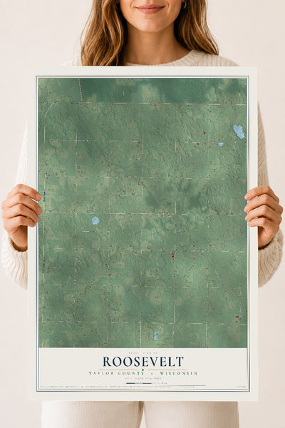 Map of Roosevelt, Taylor County, Wisconsin, 18 x 24 inch unframed archival matte print
