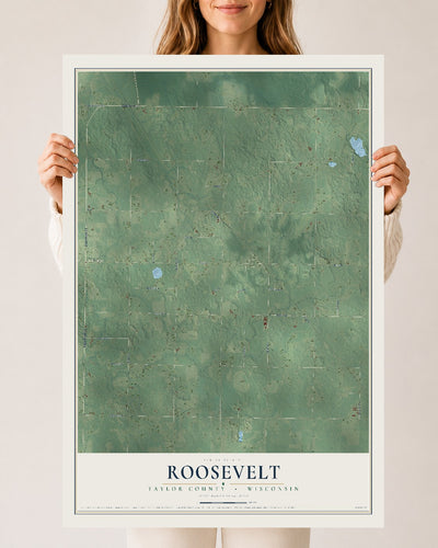 Map of Roosevelt, Taylor County, Wisconsin, 24 x 36 inch unframed archival matte print