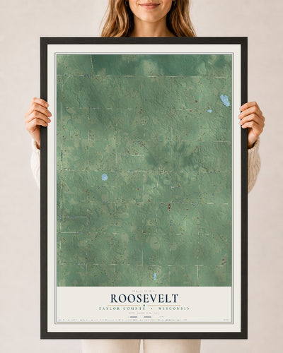 Map of Roosevelt, Taylor County, Wisconsin, 24 x 36 inch print in a black wood frame