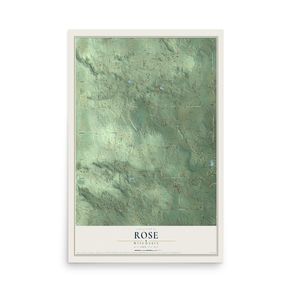 Map of Rose, Wisconsin, 12 x 18 inch unframed archival matte print