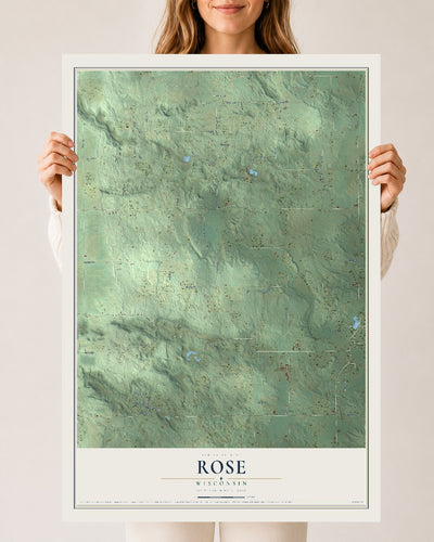 Map of Rose, Wisconsin, 24 x 36 inch unframed archival matte print