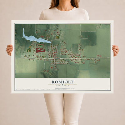 Map of Rosholt, Wisconsin, 24 x 36 inch unframed archival matte print