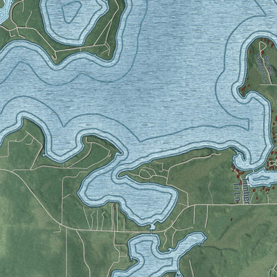 Close-up of the map of Round Lake, Wisconsin print showing street and building detail