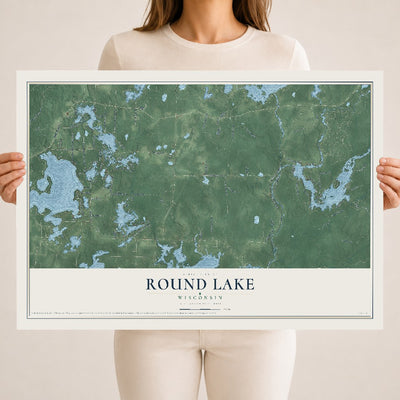 Map of Round Lake, Wisconsin, 18 x 24 inch unframed archival matte print