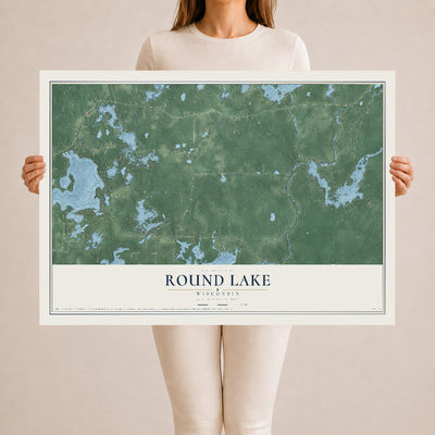 Map of Round Lake, Wisconsin, 24 x 36 inch unframed archival matte print