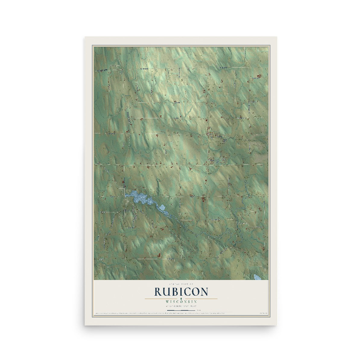 Map of Rubicon, Wisconsin, 12 x 18 inch unframed archival matte print