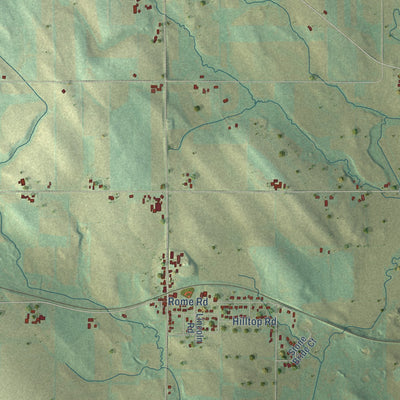 Second close-up of the map of Rubicon, Wisconsin print showing more streets and buildings