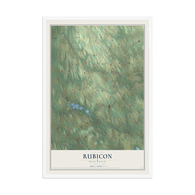 Map of Rubicon, Wisconsin, 12 x 18 inch print in a white wood frame